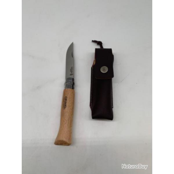 Couteau OPINEL 8cm N08 couteau fermant et son tui ceinture, htre