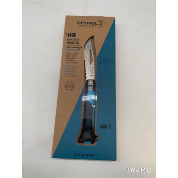 Couteau OPINEL N08 outdoor sports mer/montagne 8cm coupe corde, dmanilleur resistant