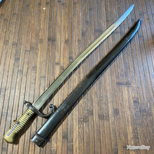 BAONNETTE SABRE CHASSEPOT 1866 MONOMATRICULE MANUFACTURE NATIONALE DE CHATELLERAULT 1871