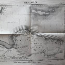 CARTE militaire 1886 BEN GHAZI LIBYE AFRIQUE NORD Bérénice Syrte Candie Crête, plan Ech 1/2000.000