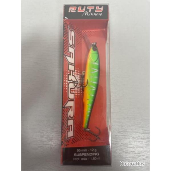 !! LEURRE SAKURA RUTY MINNOW 95mm col MAT TIGER