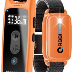 Collier de Dressage Chien Portée de 1000m 88 Niveaux Rechargeable IPX7  (6~55 Kg) Orange