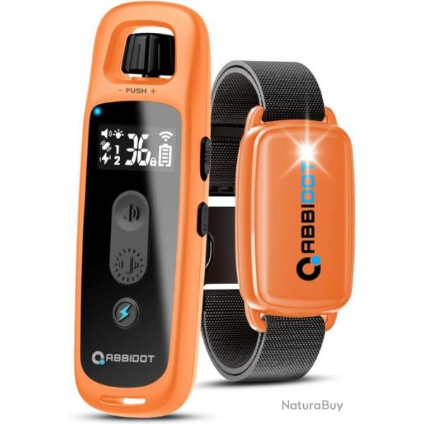 Collier de Dressage Chien Porte de 1000m 88 Niveaux Rechargeable IPX7  (6~55 Kg) Orange