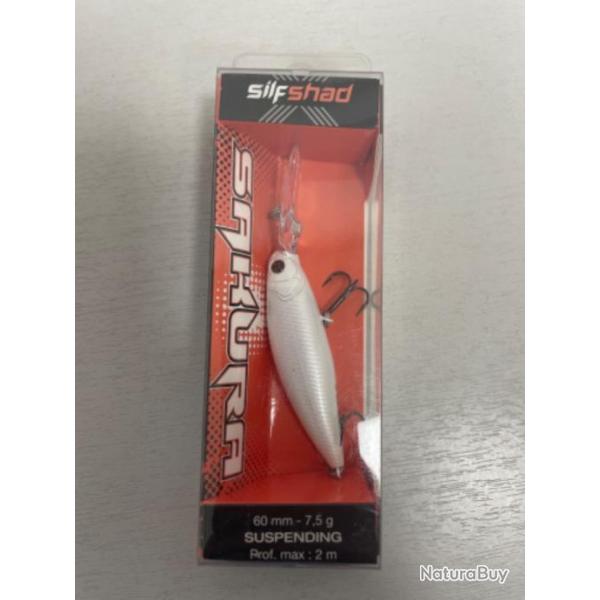 !! LEURRE SAKURA SILF SHAD 60mm col PEARL WHITE