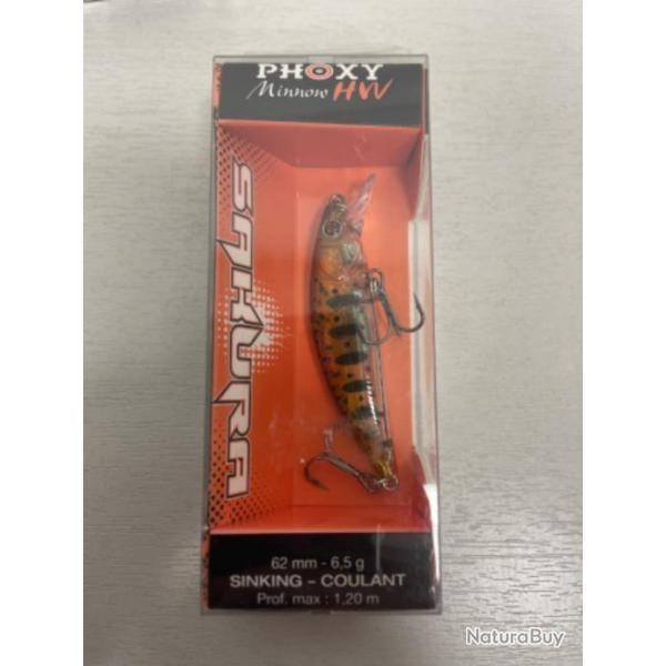 !! LEURRE SAKURA PHOXY MINNOW HW 62mm col GHOST NATURAL TROUT