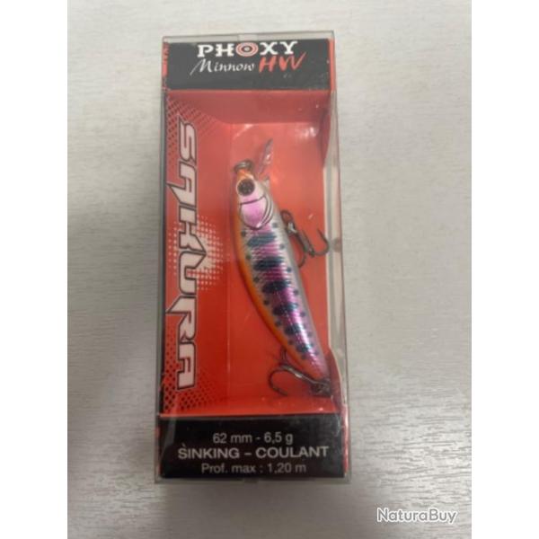 !! LEURRE SAKURA PHOXY MINNOW HW 62mm col ALBINO TROUT