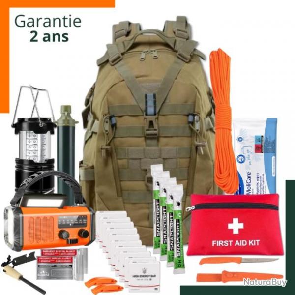 Kit de survie XXL 2 personnes 72 heures - Sac  dos d'urgence - Livraison gratuite et rapide