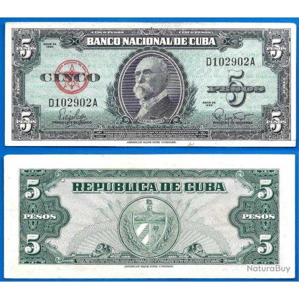 Cuba 5 Pesos 1960 Signature non Che Guevara Billet