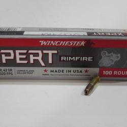 boite 100 cartouches 22lr Winchester Xpert rimfire copper plated hollow point 42 grains