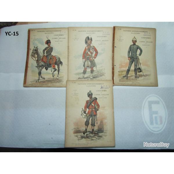 LOT DE 4 CACHIERS D'ENSEIGNEMENT ILLUSTRES ARMEES ANGLAIS - YC15