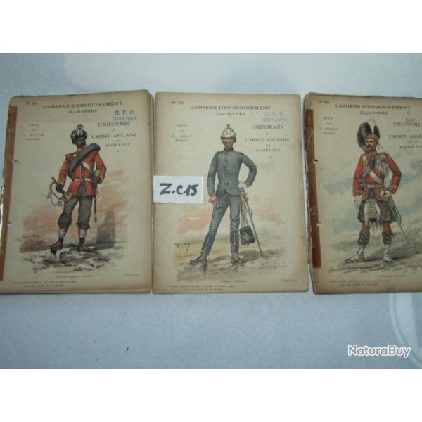 LOT DE 3 CACHIERS (19,20,21) D'ENSEIGNEMENT ILLUSTRES ARMEES ANGLAISE - ZC15