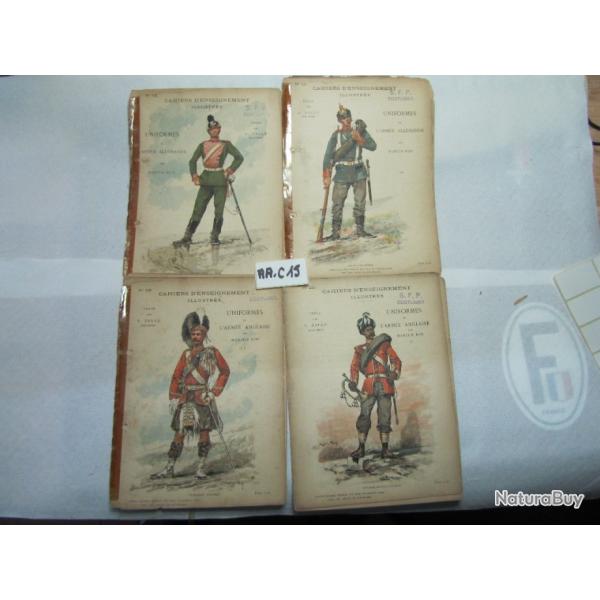 LOT DE 4 CACHIERS  D'ENSEIGNEMENT ILLUSTRES ARMEES ANGLAISE (2) ET ALLEMANDE (2) - AAC15