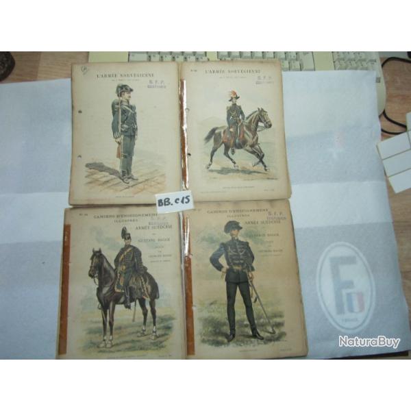 LOT DE 4 CACHIERS D'ENSEIGNEMENT ILLUSTRES ARMEES NORVEGIENNE (2) ET SUEDOISE (2) - BBC15