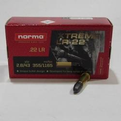 boite 50 cartouches 22lr Norma Xtreme LR-22  plombs 43 grains