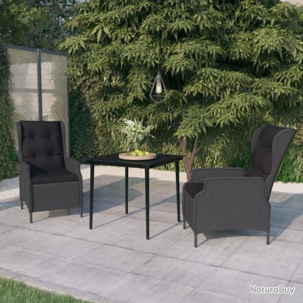 Ensemble de salle  manger de jardin 3 pcs Gris fonc