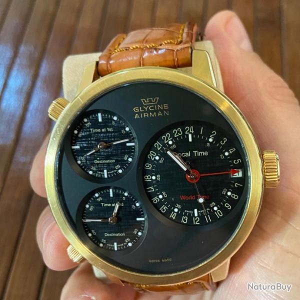 RARISSIME GLYCINE AIRMAN 7 FULL GOLD 18KT 53 MM VERY LIMITED EDITION 50 PIECES ONLY