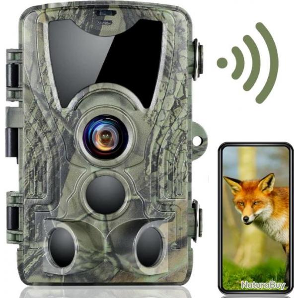 Camera de Chasse WiFi Bluetooth, 30MP 4K WiFi Dclenchement 0,2s  850 nm Etanche