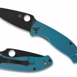 Couteau Spyderco Tenacious Blue Titane Lame Acier 8Cr13MoV Framelock Clip SC122TIBLBKP