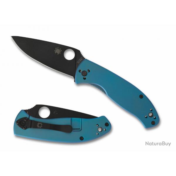 Couteau Spyderco Tenacious Blue Titane Lame Acier 8Cr13MoV Framelock Clip SC122TIBLBKP