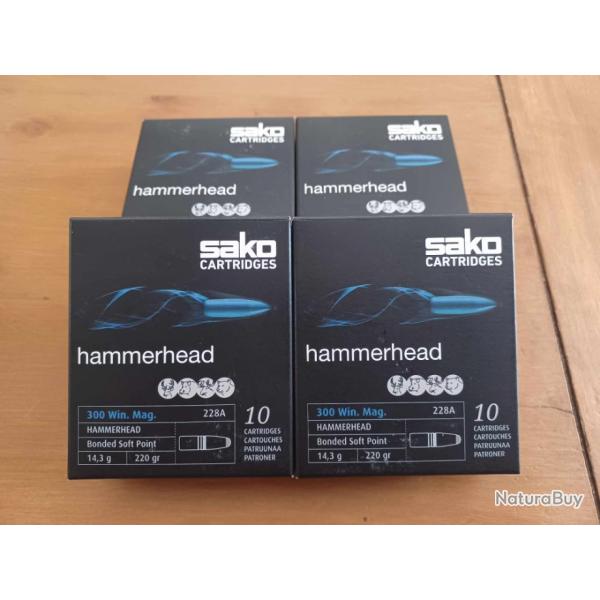 Cartouches SAKO HAMMERHEAD 300 WIN. MAG. Soft Point 220grs - 4 Botes de 10 units