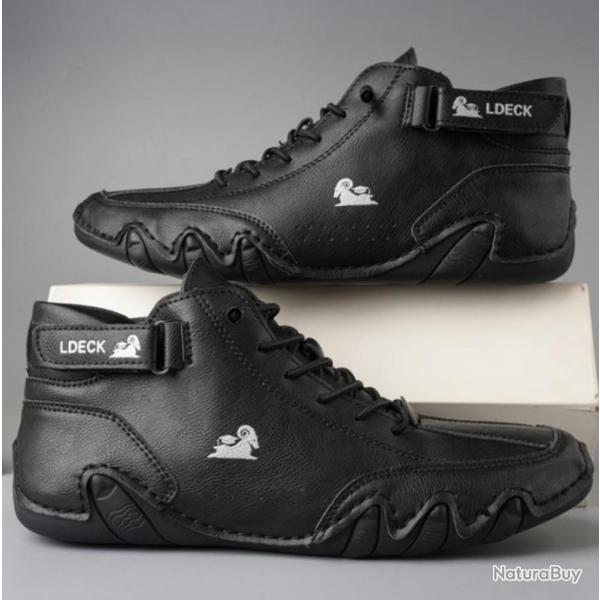 chaussure Montante Daim et cuir, du 38 au 48 souple et confortable........NOIR....ENCHERE