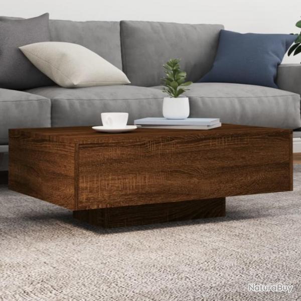 Table basse avec lumires LED chne marron 85x55x31 cm