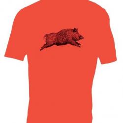 Tee shirt manches courtes sanglier orange TREELAND