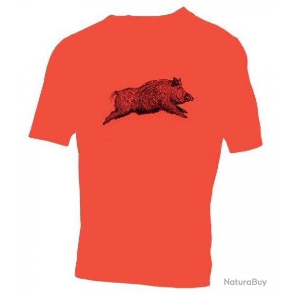 Tee shirt manches courtes sanglier orange TREELAND