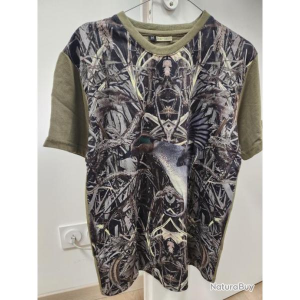 Tee Shirt Manches Courtes Camouflage Sarcelle LOVERGREEN