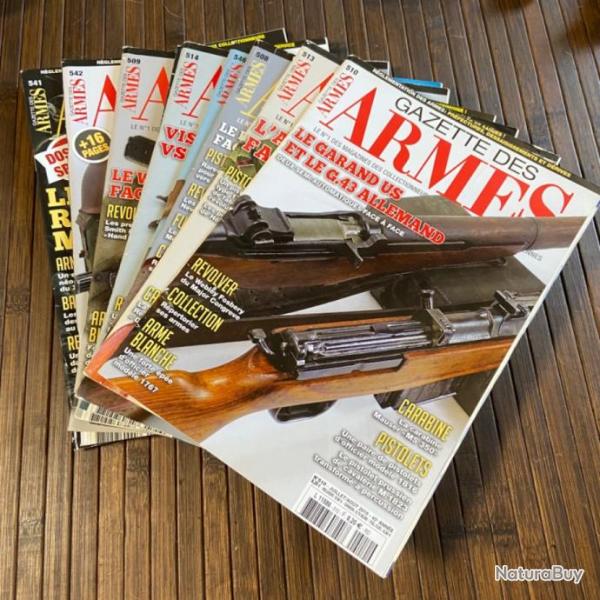 LOT DE 9 MAGAZINES POUR COLLECTIONNEUR ET AMATEURS D'ARMES 8 GAZETTES DES ARMES 1 CIBLES 