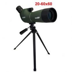 Longue Vue SV28 20-60x60 Zoom Prisme BK4 Etanche +Trépied Chasse Observation