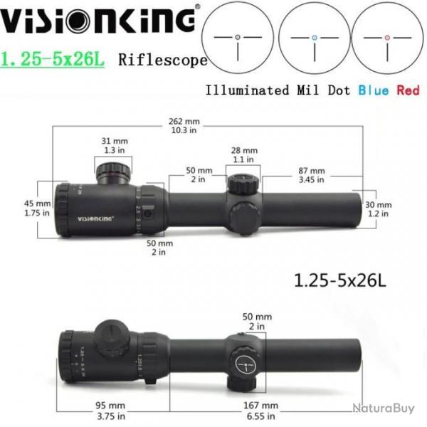 Visionking Lunette De Vise 1.25-5X26 L Paiement en 3 ou 4 fois -