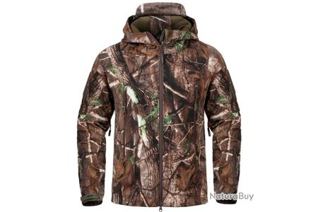 VESTE de chasse imperméable NEOPRENE SOFTSHELL coupe vent, CAMO 3D