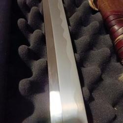 Katana Musashi XL ELITE lame large de 3,7cm , poignée CUIR NOIR SH6003KGG