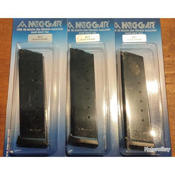 Chargeur pistolet 1911 45ACP 8 coups - Lot de 3 - noir