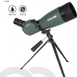 Longue Vue 25-75X70 BAK4 Prisme avec Trépied Adaptateur Téléphonique pour Chasse Observation Vert