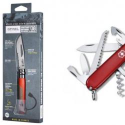 Lot Couteau Opinel N8 outdoor et Couteau Victorinox Camper