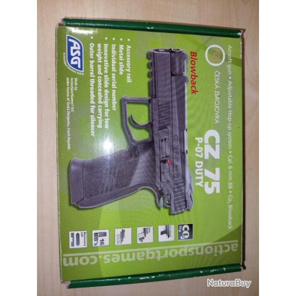 Replique GBB cz 75 p-07 duty ASG, 1,5 joules