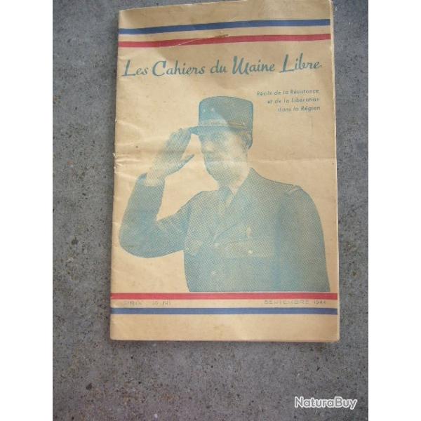 ancien revue de Septembre 1944 cahier des Maines libre