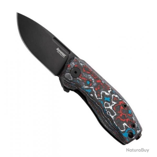 Couteau "Nano" blackwash, Manche fibre de carbone multicolore [Lionsteel]