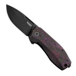 Couteau "Nano" blackwash, Manche fibre de carbone violette [Lionsteel]