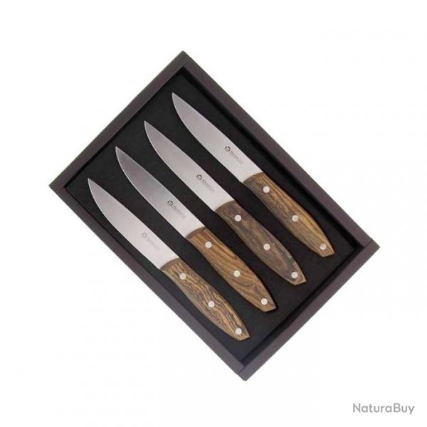 Coffret 4 couteaux steak "Stakni", Manche bocote [Maserin]