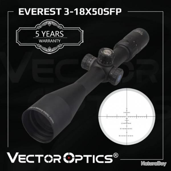 Vector Optics Gen II Everest 3-18x50 Lunette de Chasse avec Anneau de Montage