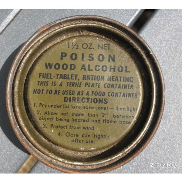 boite combustible pour ration C us ww2 (poison wood alcohol fuel tablet ration heating) rchaud FNP