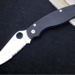 Couteau Spyderco Military 2 Compression Lock Lame Acier S30V Satin Manche G10 Clip Made USA SC36GPS2