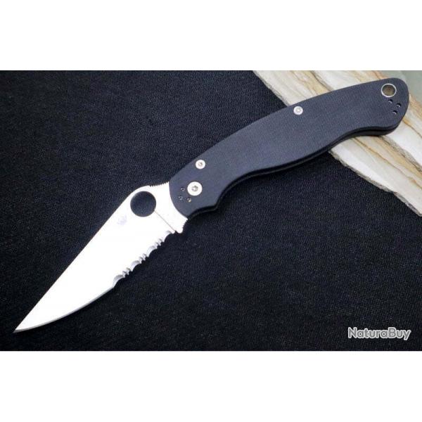 Couteau Spyderco Military 2 Compression Lock Lame Acier S30V Satin Manche G10 Clip Made USA SC36GPS2