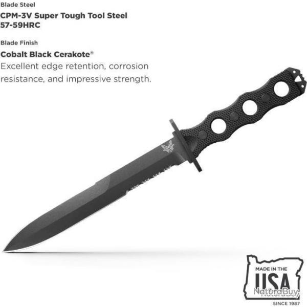 SOCP Benchmade ACIER CPM 3V FINITION G10 PROFIL Dague