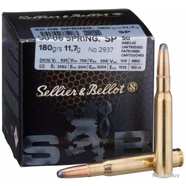 Cartouches SELLIER & BELLOT 30-06 SPRINGFIELD - FMJ 180GRS - BOITE DE 50 UNITS