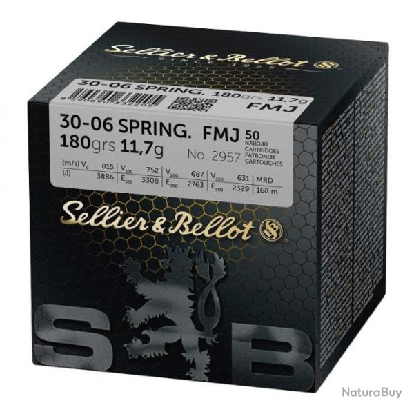 Cartouches SELLIER & BELLOT 30-06 SPRINGFIELD - FMJ 180GRS - BOITE DE 50 UNITS