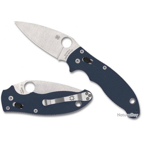 Couteau Spyderco Manix 2 Cobalt Blue Manche G10 Lame Acier CPM-SPY27 Bearing Lock USA SC101GPCBL2